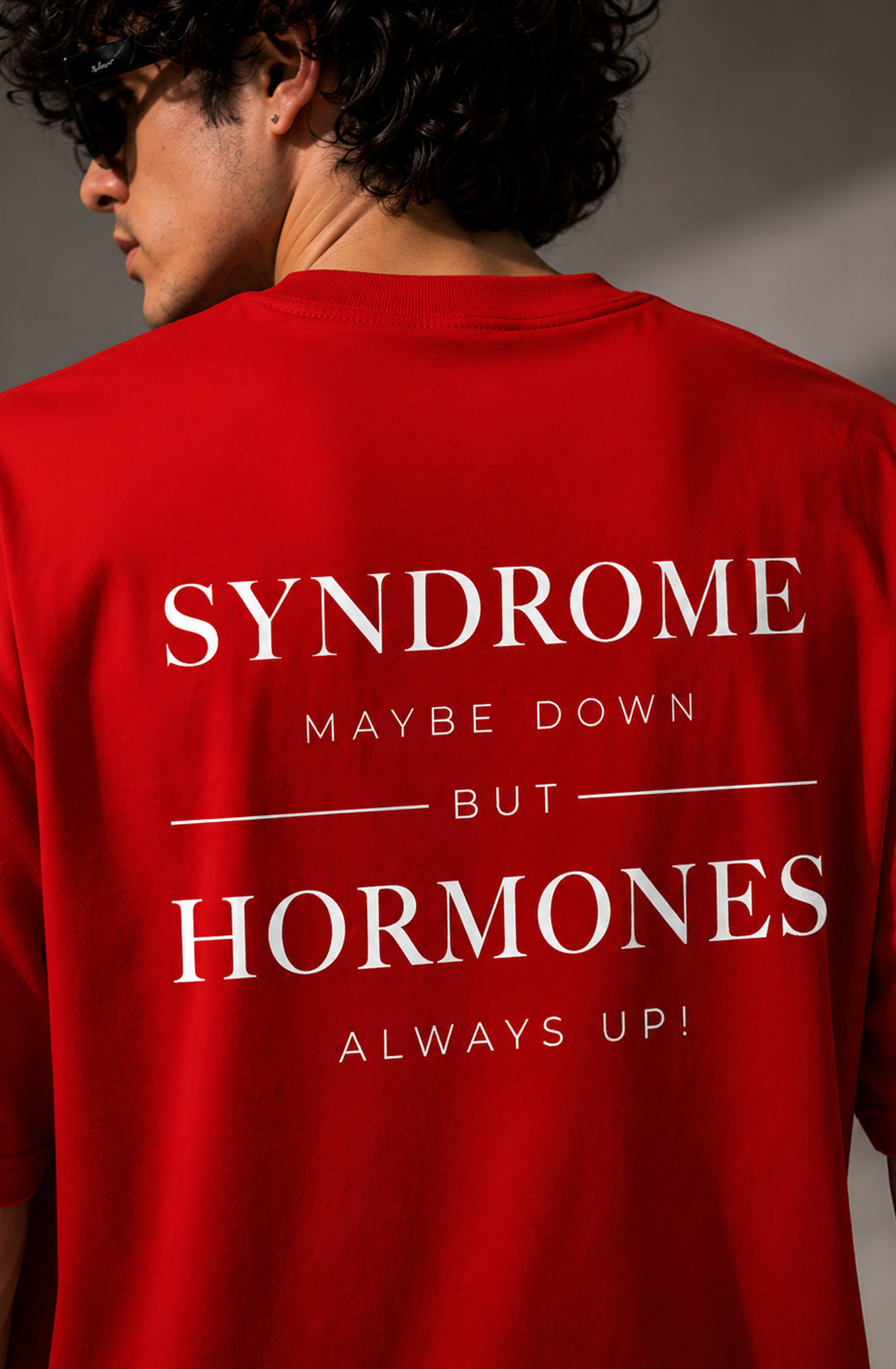 Down Syndrome - Red Oversized T-Shirt - Men