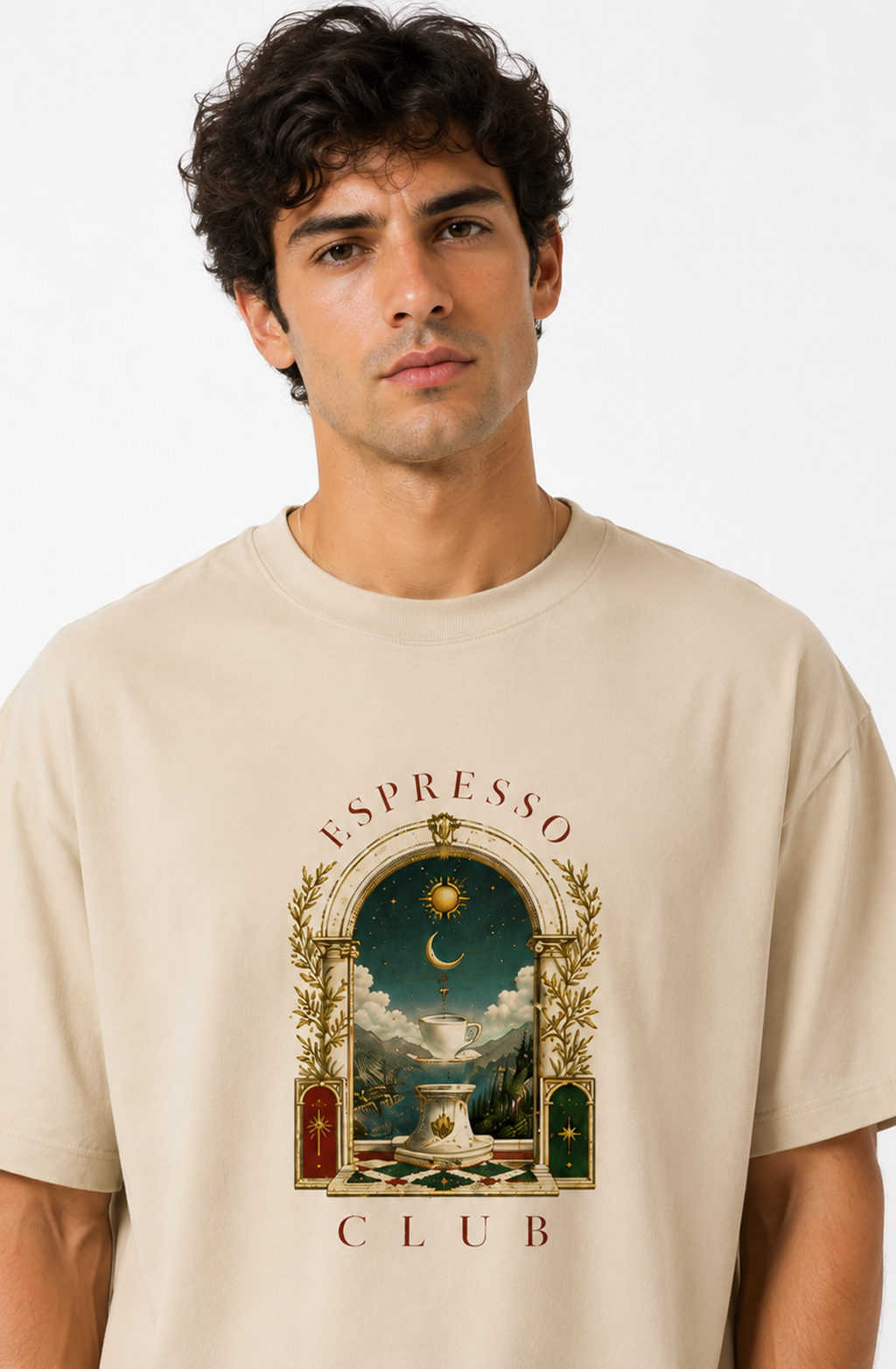 Espresso Club - Beige Designer T-Shirt