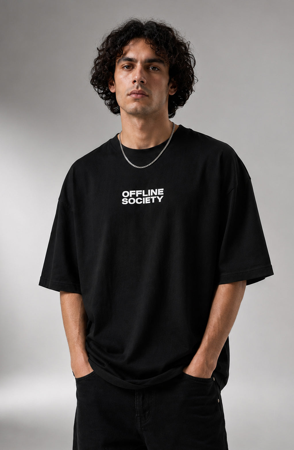 Offline Society - Oversized T-Shirt - Black