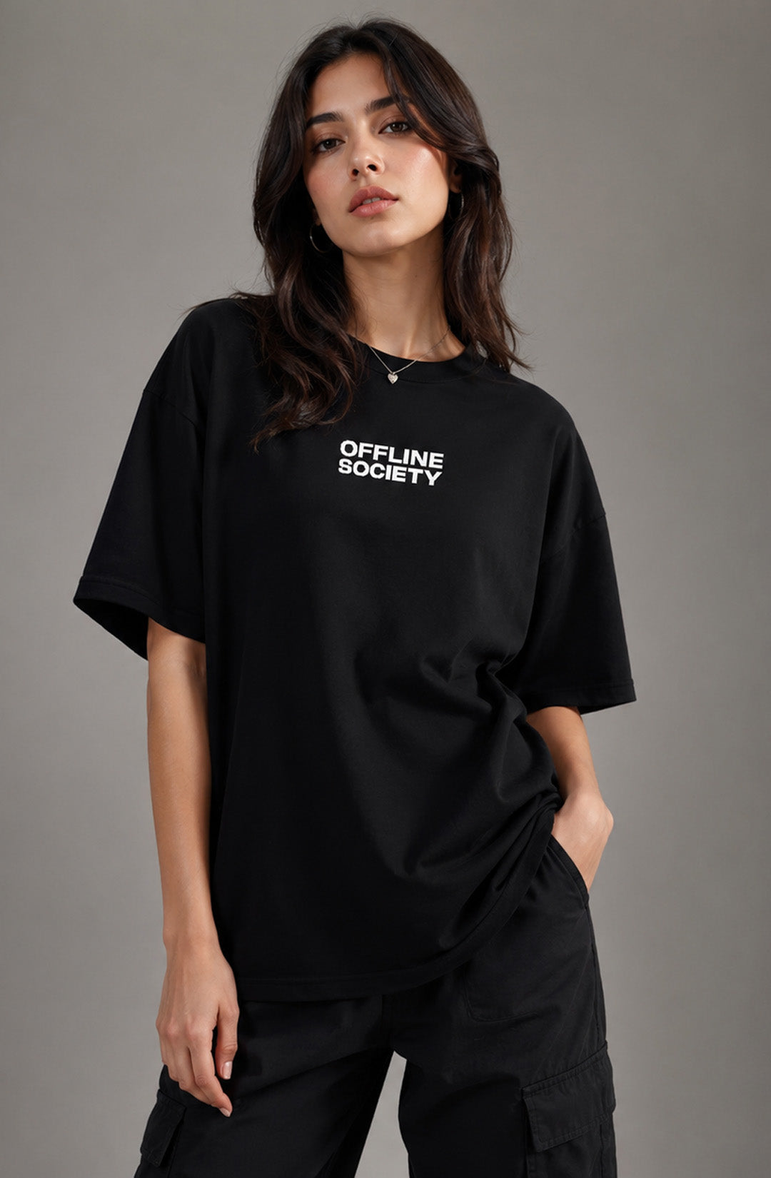 Offline Society - Black Oversized T-Shirt - Women