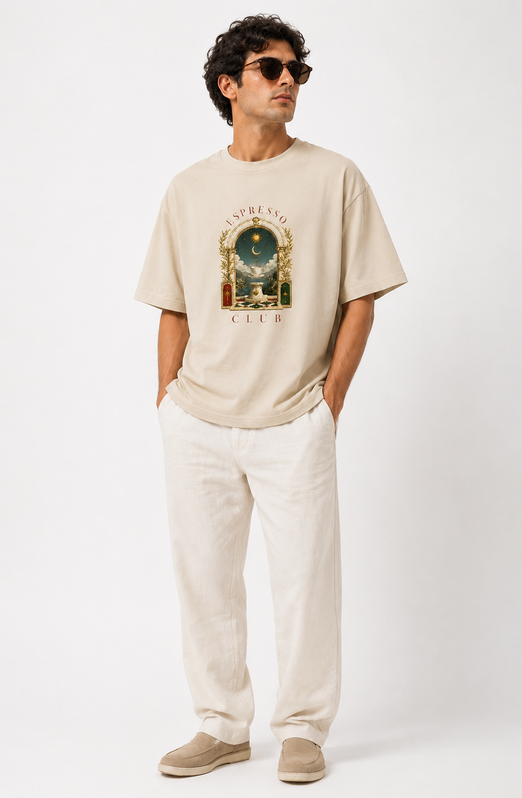 Espresso Club - Beige Designer T-Shirt