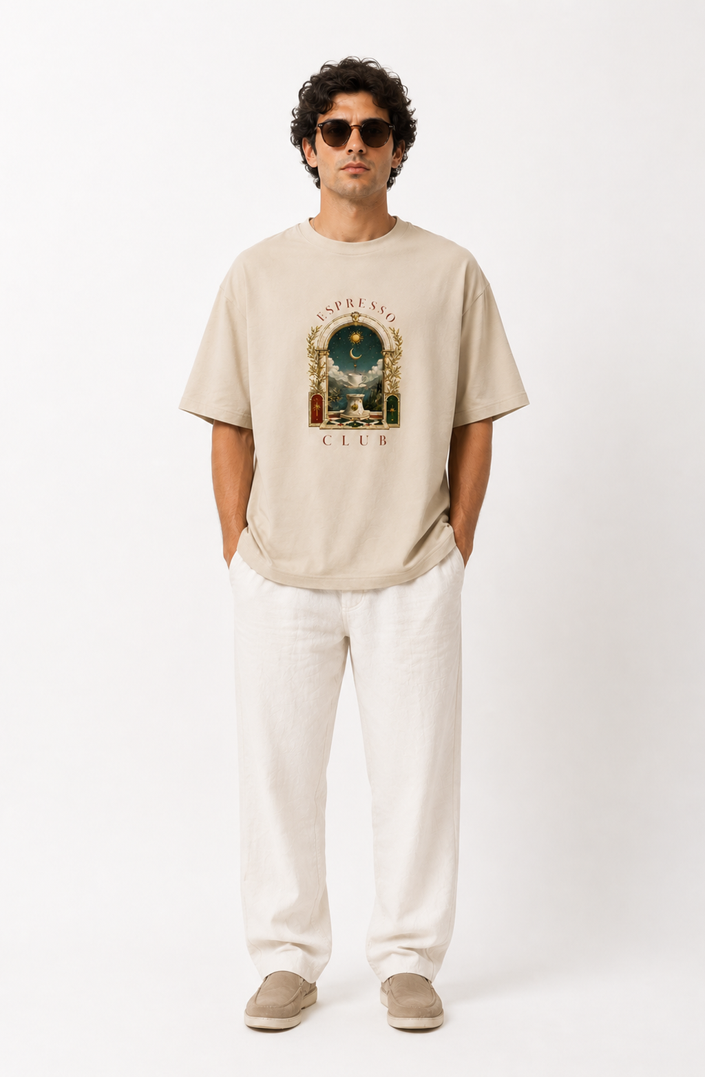 Espresso Club - Beige Designer T-Shirt