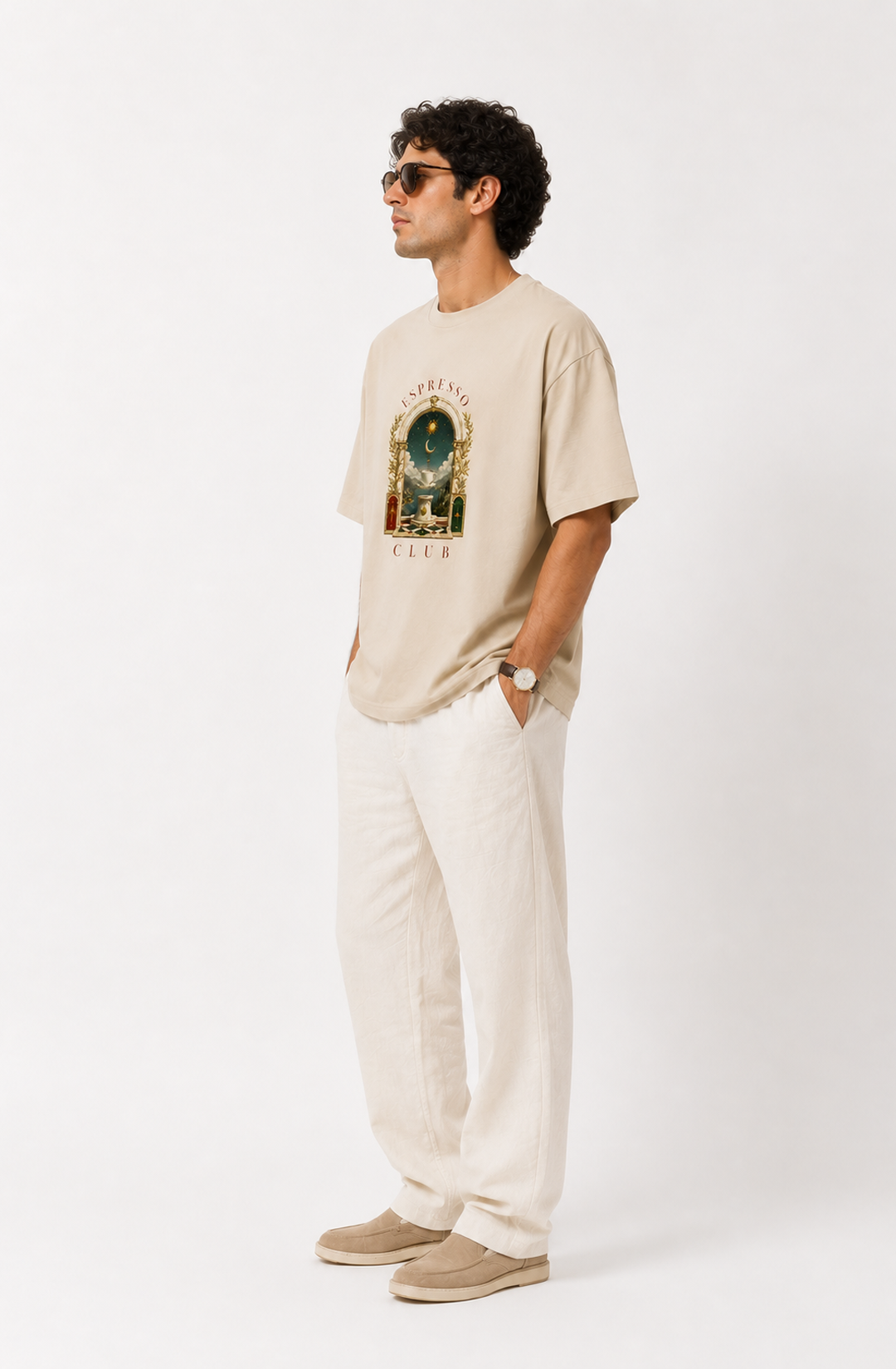 Espresso Club - Beige Designer T-Shirt